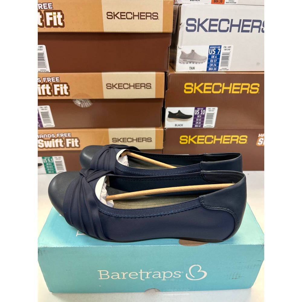 Baretraps Marcie Ballet Flats Women 8.5 W Navy Blue Memory Foam Knotted Toe 0685
